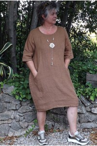 Robe lin Eva cannelle