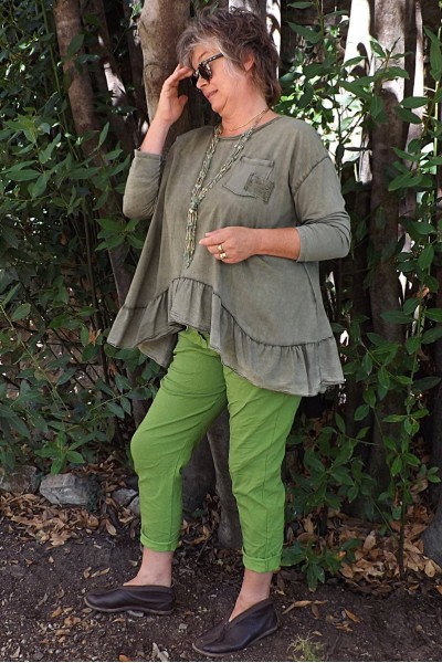 Pantalon Thèo tilleul et top Jean