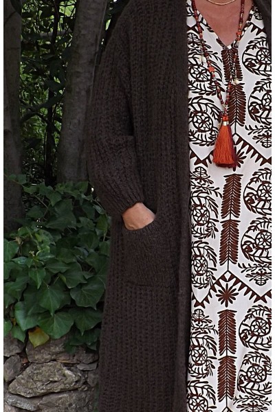 Gilet long Marcus grande taille choco et robe Urbane