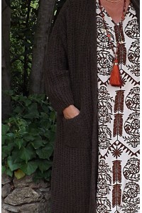 Gilet long Marcus grande taille choco et robe Urbane