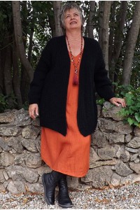 Gilet loose grande taille Guillaume noir et robe Luce en lin