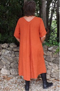 Robe longue lin grande taille Luce terracotta