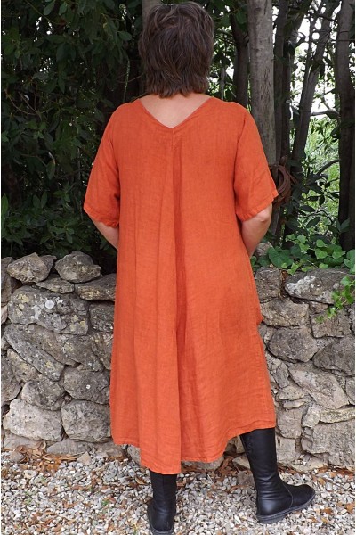Robe longue lin grande taille Luce terracotta