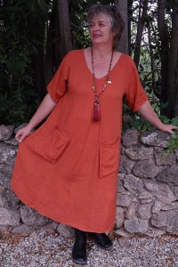 Robe longue lin grande taille Luce terracotta