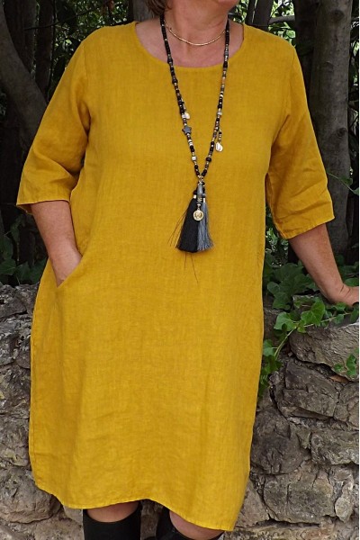 Robe lin Eva jaune byzantin