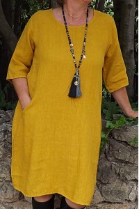 Robe lin Eva jaune byzantin