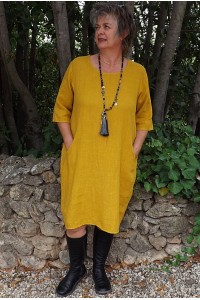 Robe lin Eva jaune byzantin