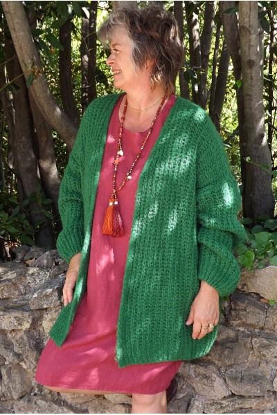 Gilet loose grande taille Guillaume cerfeuil et robe lin Eva