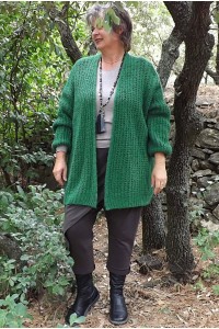 Gilet loose grande taille Guillaume cerfeuil et sarouel Stan choco