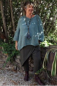 Pull Emilien oversize vert jade et sarouel Stan