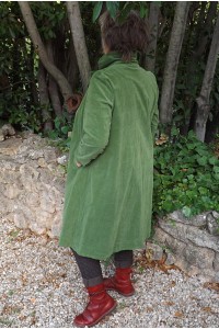 Veste velours ras Lucienne vert bocage et pantalon Georges