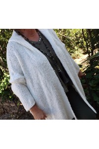 Gilet long Sébastien grande taille crème et pantalon Horace