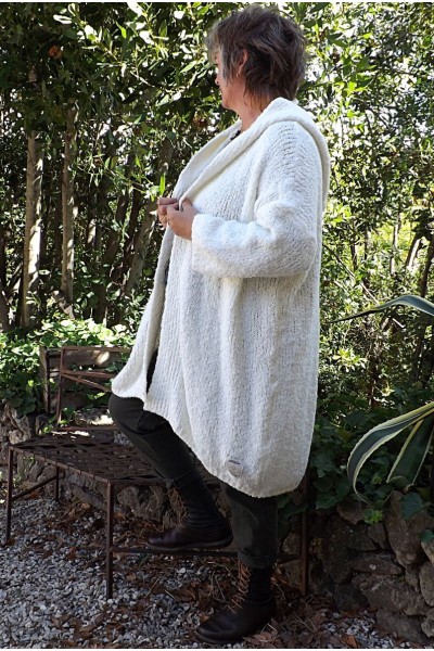 Gilet long Sébastien grande taille crème et pantalon Horace