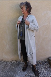 Veste longue en coton Johana mastic et pantalon Horace