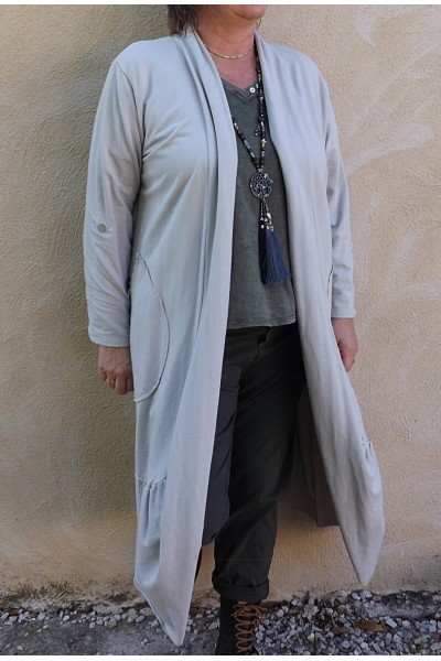 Veste longue en coton Johana mastic et pantalon Horace