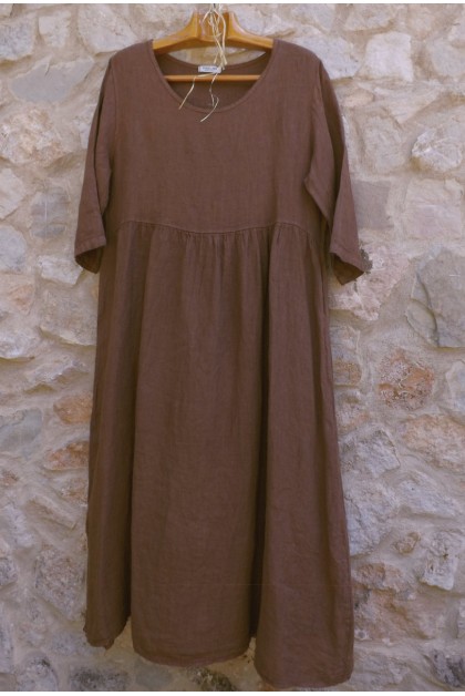 Robe longue lin Marguerite palissandre