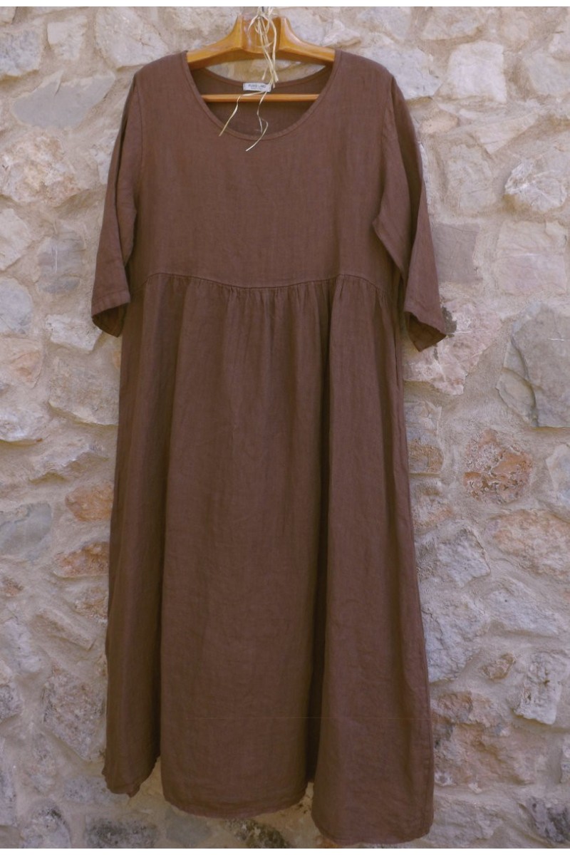Robe longue lin Marguerite palissandre Robe longue lin Marguerite palissandre