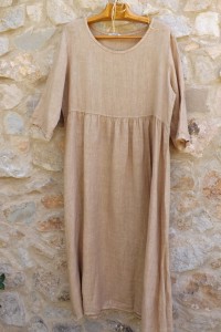 Robe longue lin Marguerite crème brulée