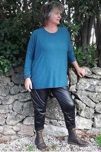 Pull léger Louis grande taille bleu arcangues et pantalon simili Karl