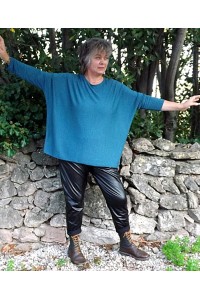 Pull léger Louis grande taille bleu arcangues et pantalon simili Karl