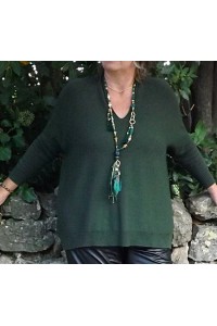 Pull Oversize Alfred vert sapin et pantalon Karl.