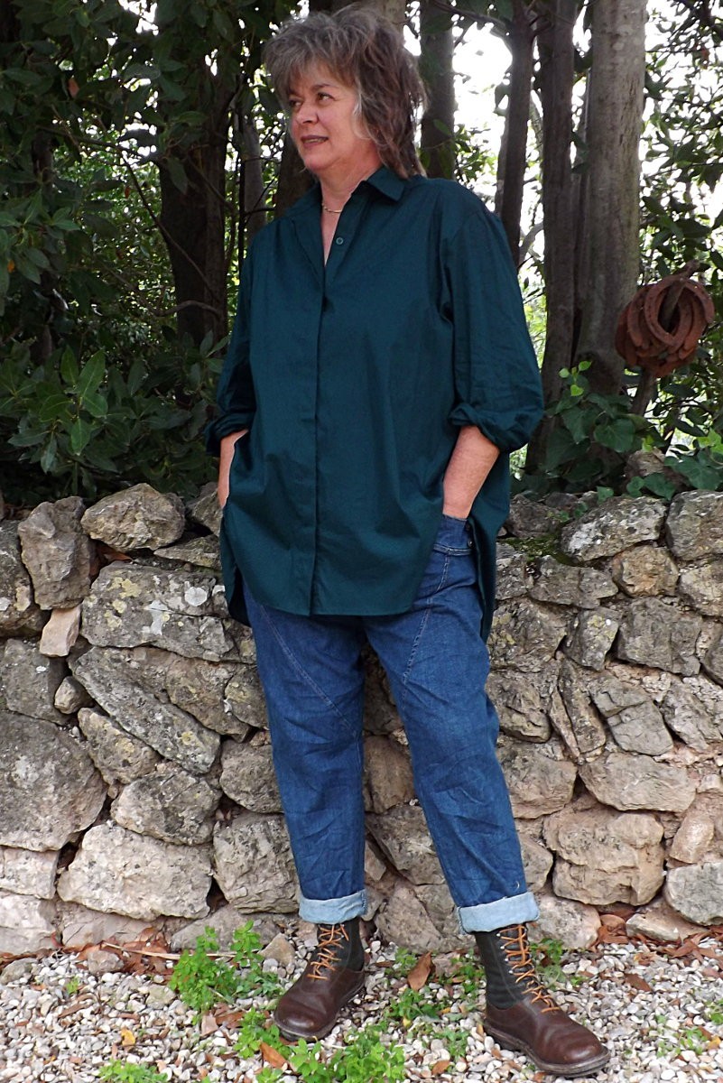 Chemise bleu top petrole femme