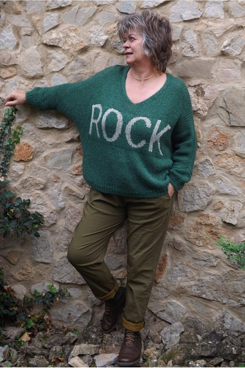 Pull loose Rock vert sapin et pantalon Tim 2 vert véronèse