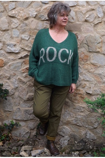 Pull loose Rock vert sapin et pantalon Tim 2 vert véronèse