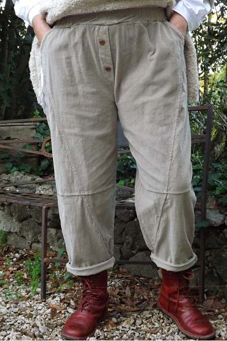 Pantalon velours grande taille Alessio mastic