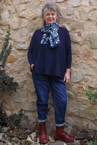 Pull léger Edouard grande taille marine et jean Jeff