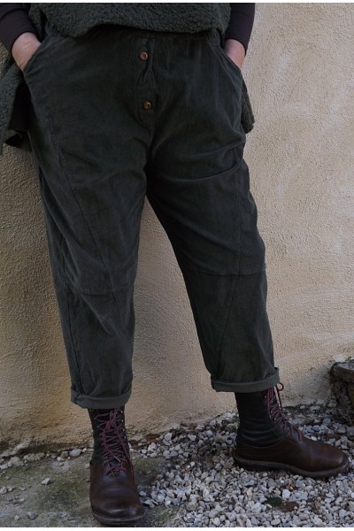 Pantalon velours grande taille Alessio vert sapin