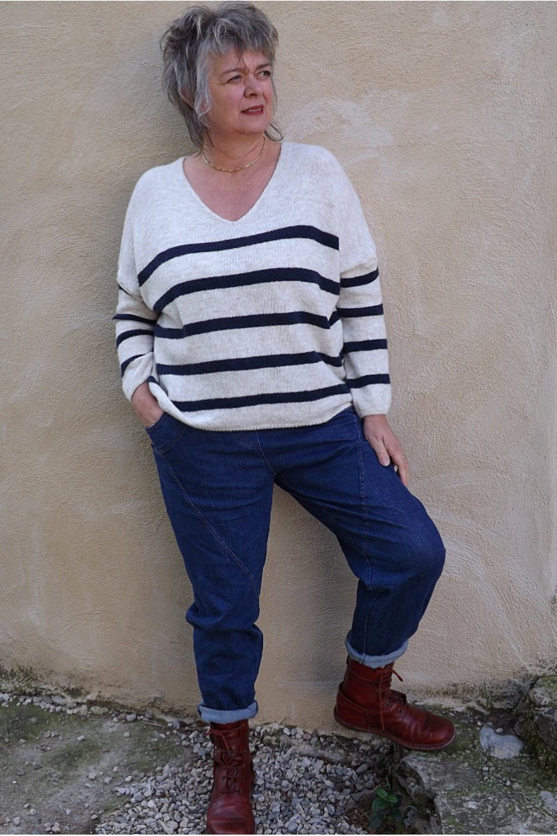 Pull marinière et jean Jeff. Pull marinière et jean Jeff.
