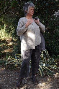 Pull original Octave chiné beige et pantalon velours Joslin