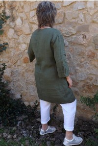 Robe lin Aurélia kaki et pantalon lin Gabriel