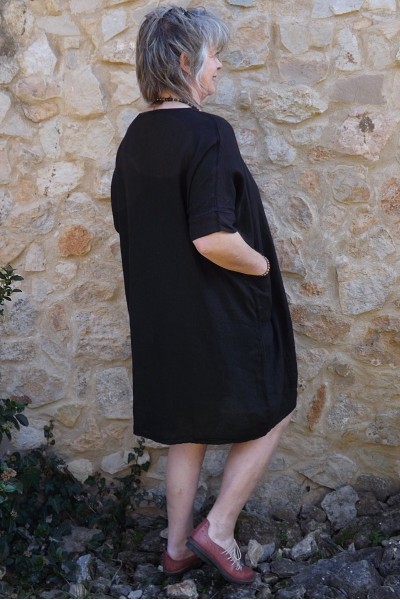 Robe lin Marjolaine noire