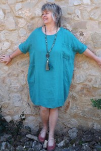 Robe lin Marjolaine vert atlantique