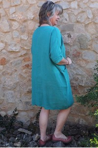 Robe lin Marjolaine vert atlantique