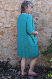 Robe lin Marjolaine vert atlantique
