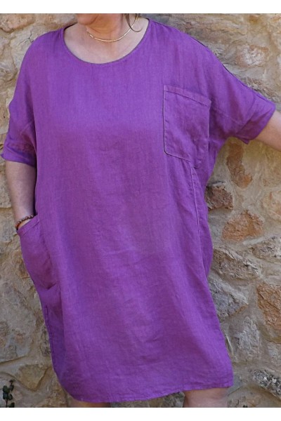 Robe lin Marjolaine lilas