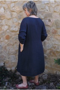 Robe longue lin Sophie marine