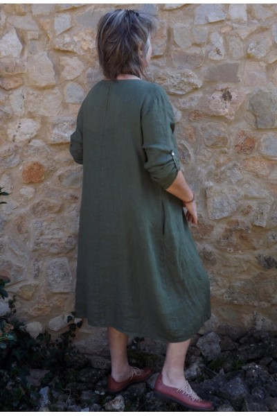 Robe longue lin Sophie kaki