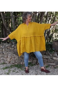 Tunique lin grande taille Colette jaune bysantin