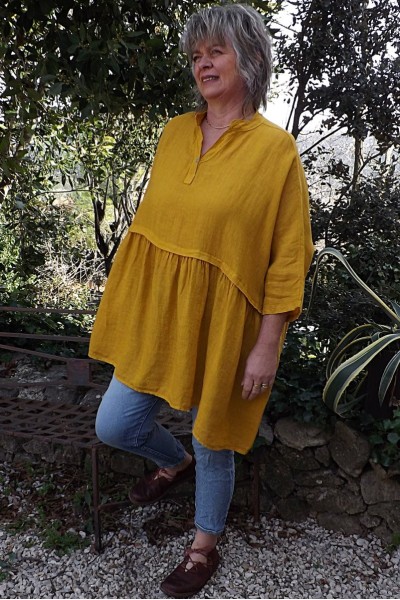 Tunique lin grande taille Colette jaune bysantin