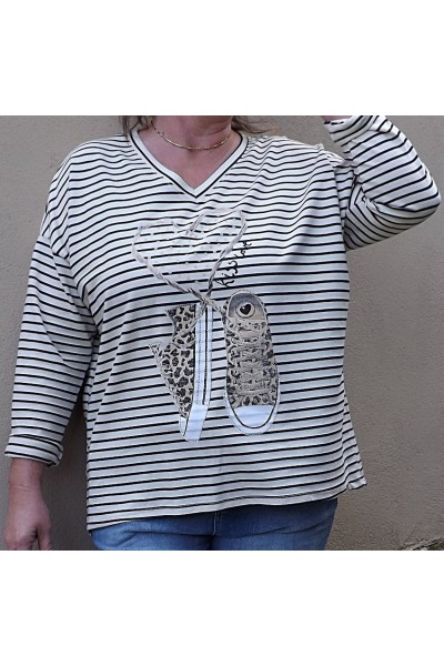 T-Shirt rayé manches longues 