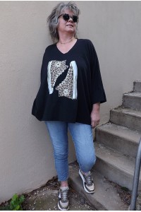 T-Shirt Oversize basket noir et jean Ricco