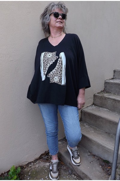 Tshirt Oversize HEM Noir manche courte - DCjeans saroual and clothing