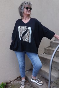 T-Shirt Oversize basket noir et jean Ricco