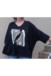 T-Shirt Oversize basket noir et jean Ricco