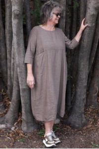 Robe longue lin Betty taupe