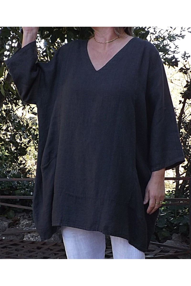 Tunique En Lin Marron Comptoir Des Cotonniers - Taille 42, Occasion En Très Bon état